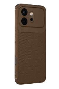 Huawei Honor 600 Auto Focus Karbon Kapak - Kahverengi