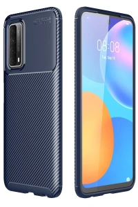 Huawei P Smart 2021 Kılıf Auto Focus Karbon Kapak - Lacivert