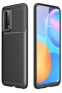 Huawei P Smart 2021 Kılıf Auto Focus Karbon Kapak - Siyah