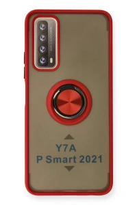 Huawei P Smart 2021 Kılıf Montreal Yüzüklü Silikon Kapak - Kırmızı