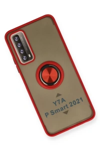 Huawei P Smart 2021 Kılıf Montreal Yüzüklü Silikon Kapak - Kırmızı