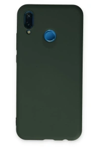 Huawei P20 Lite Kılıf Nano içi Kadife Silikon - Koyu Yeşil