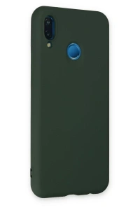 Huawei P20 Lite Kılıf Nano içi Kadife Silikon - Koyu Yeşil