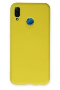 Huawei P20 Lite Kılıf Nano içi Kadife Silikon - Sarı