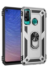 Huawei P40 Lite E Kılıf Sofya Yüzüklü Silikon Kapak - Gümüş