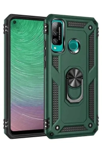 Huawei P40 Lite E Kılıf Sofya Yüzüklü Silikon Kapak - Yeşil