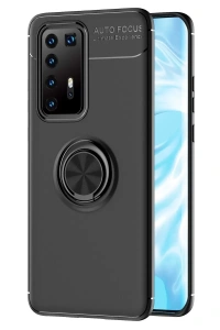 Huawei P40 Pro Kılıf Range Yüzüklü Silikon - Siyah