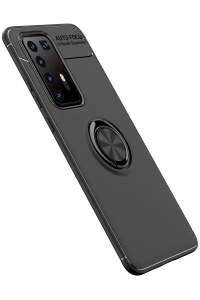 Huawei P40 Pro Kılıf Range Yüzüklü Silikon - Siyah