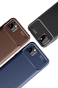 Huawei Y5P Kılıf Auto Focus Karbon Kapak - Siyah