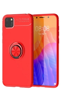 Huawei Y5P Kılıf Range Yüzüklü Silikon - Kırmızı