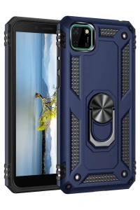 Huawei Y5P Kılıf Sofya Yüzüklü Silikon Kapak - Lacivert
