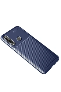 Huawei Y6P Kılıf Auto Focus Karbon Kapak - Lacivert