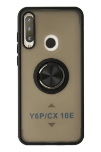 Huawei Y6P Kılıf Montreal Yüzüklü Silikon Kapak - Siyah
