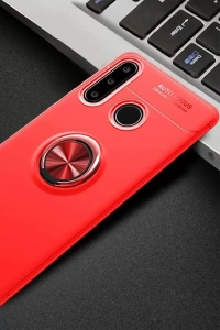 Huawei Y6P Kılıf Range Yüzüklü Silikon - Kırmızı