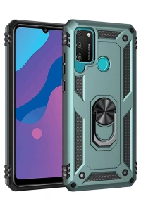 Huawei Y6P Kılıf Sofya Yüzüklü Silikon Kapak - Yeşil