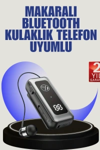 İçi Sarılabilen Kablo ve Yaka Klipsli Bluetooth Kulaklık