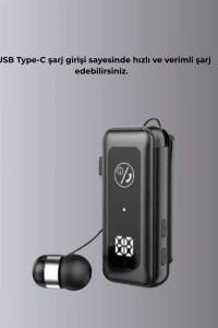 İçi Sarılabilen Kablo ve Yaka Klipsli Bluetooth Kulaklık