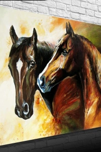 İki At Yağlıboya Kanvas Tablo 50 x 70