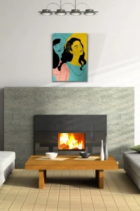 İki Kadın Portesi , Pastel Renklerde Kanvas Tablo 50 x 70
