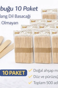 İMA Dil Çubuğu 50 Adet Ahşap Abeslang Steril Olmayan Tahta Dil Basacağı 10 Paket