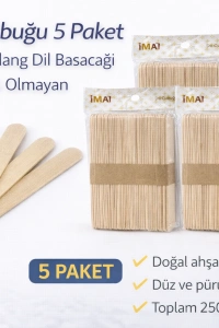 İMA Dil Çubuğu 50 Adet Ahşap Abeslang Steril Olmayan Tahta Dil Basacağı 5 Paket