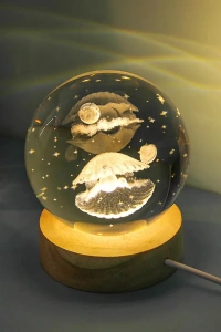 İncili İstiridye Tasarımlı Işıklı Cam Küre