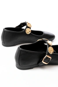 İNF-6363 Siyah Baret Tokalı Günlük Bayan Ayakkabı