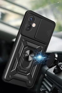 İnfinix Hot 30 5G Kılıf Pars Lens Yüzüklü Silikon - Kırmızı