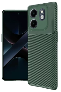 İnfinix Smart 9 Kılıf Auto Focus Karbon Kapak - Koyu Yeşil