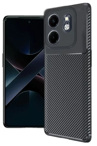 İnfinix Smart 9 Kılıf Auto Focus Karbon Kapak - Siyah