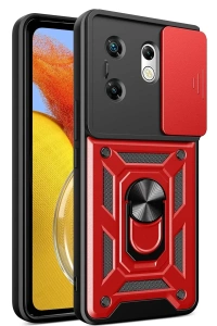 İnfinix Zero 30 4G Kılıf Pars Lens Yüzüklü Silikon - Kırmızı