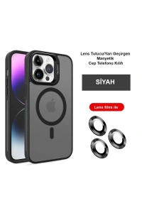 iPhone 14 Pro Kılıf Flet Lens Magsafe Kapak - Siyah