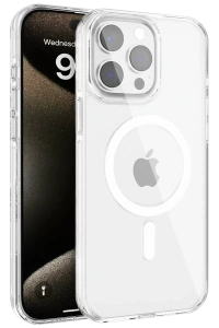 iPhone 15 Pro Max Gleam PC Sert Magsafe Kılıf - Şeffaf