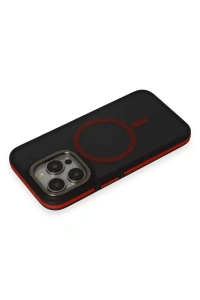 iPhone 15 Pro Max Rocky Magsafe Kapak - Siyah-Kırmızı