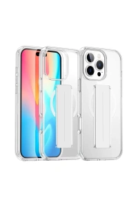 iPhone 16 Pro Kılıf Alfa Magsafe Standlı Kapak - Şeffaf