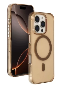 iPhone 16 Pro Max Gleam PC Sert Magsafe Kılıf - Şeffaf-Gold