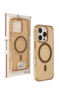 iPhone 16 Pro Max Gleam PC Sert Magsafe Kılıf - Şeffaf-Gold