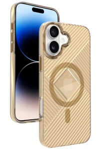 iPhone 16 Stella PC Sert Magsafe Kılıf - Gold