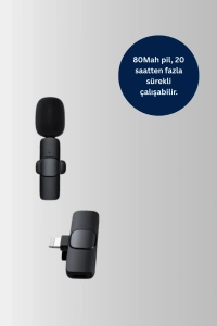 iPhone İçin Çift Mikrofonlu Telsiz Yaka Mikrofonu 360 Derece HD Ses