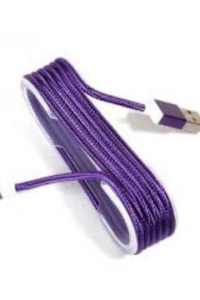 iPhone Örgü Şeklinde Renkli Çelik Şarj Data Kablosu - Mor