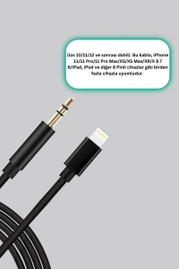 iPhone Uyumlu Lightning – 3.5mm Aux Adaptör Kablo Stereo Ses Aktarım