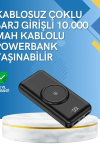 iPhone ve Android Uyumlu 10000mAh Powerbank – Hem Kablolu Hem Kablosuz