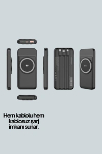 iPhone ve Android Uyumlu 10000mAh Powerbank – Hem Kablolu Hem Kablosuz