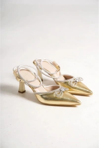 İrina Kadın Altın Taşlı Topuklu Ayakkabı