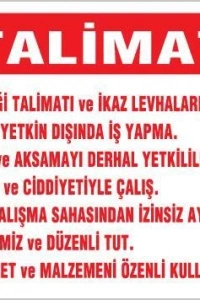 İş Güveliği Talimatları Levhası 25x35 KOD:1418