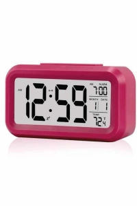 Işıklı Dereceli Masa Ofis Saati Alarmlı Termometre Takvim Çalar Saat