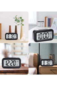 Işıklı Dereceli Masa Ofis Saati Alarmlı Termometre Takvim Çalar Saat