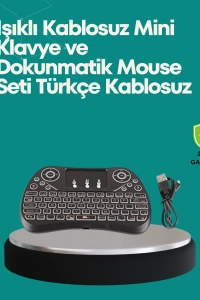 Işıklı Kablosuz Mini Klavye – 2.4 GHz, Dokunmatik Mouse Özellikli