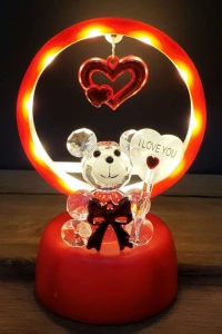 Işıklı Kırmızı I Love You Ayıcık