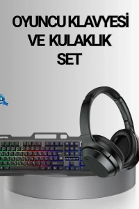 Işıklı  Klavye Mouse ve Bluetooth Kulaklık Seti Türkçe Q USB